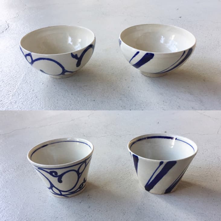 白地 お茶碗2つ カップ2つ