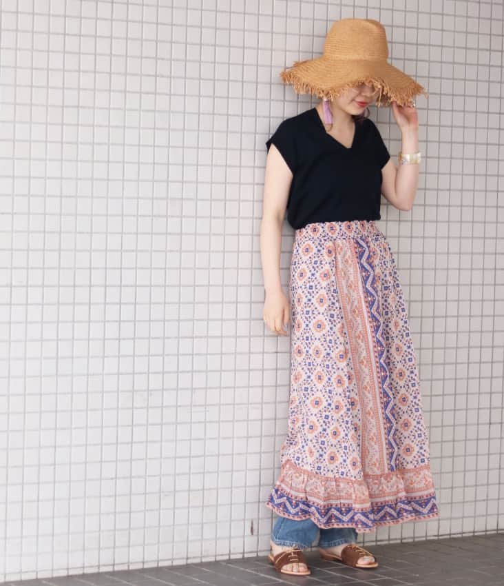 SLOBE IENA 夏 柄物 スタイリング