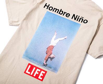 LIFE×Hombre Nino フロントロゴ Tシャツ