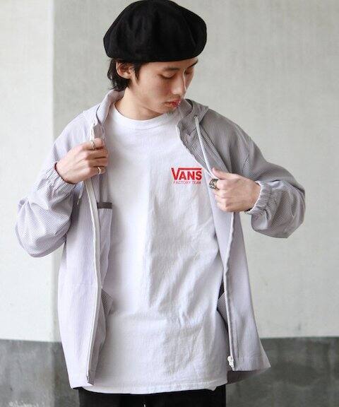 JOURNAL STANDARD relume サッカーストライプストレッチパッカブルフードブルゾン◆