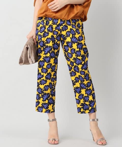 Spick & Span フラワープリント タックパンツ