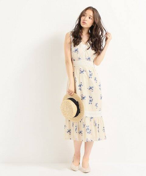 SLOBE IENA PYRUS フローラルプリントT×レース ワンピース