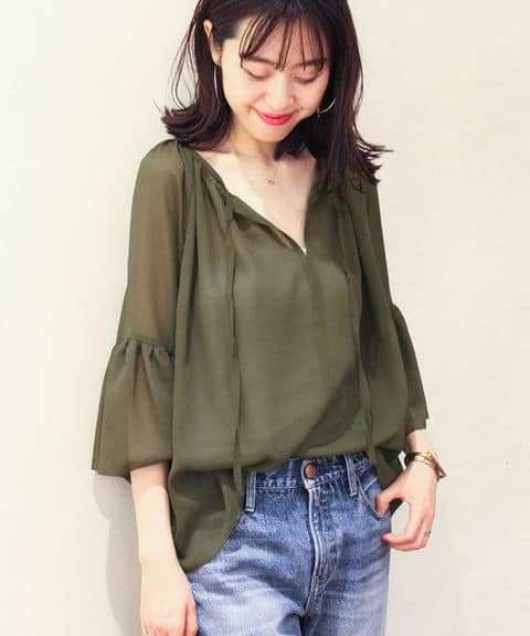 Spick & Span 楊柳フレアスリーブブラウス◆