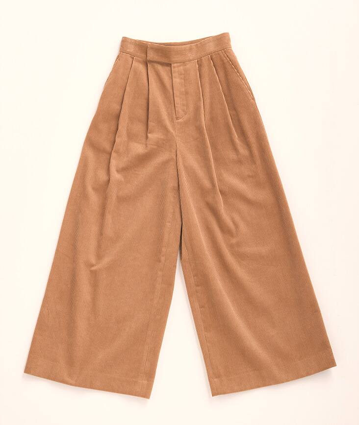 茶色 コーデュロイワイドパンツ