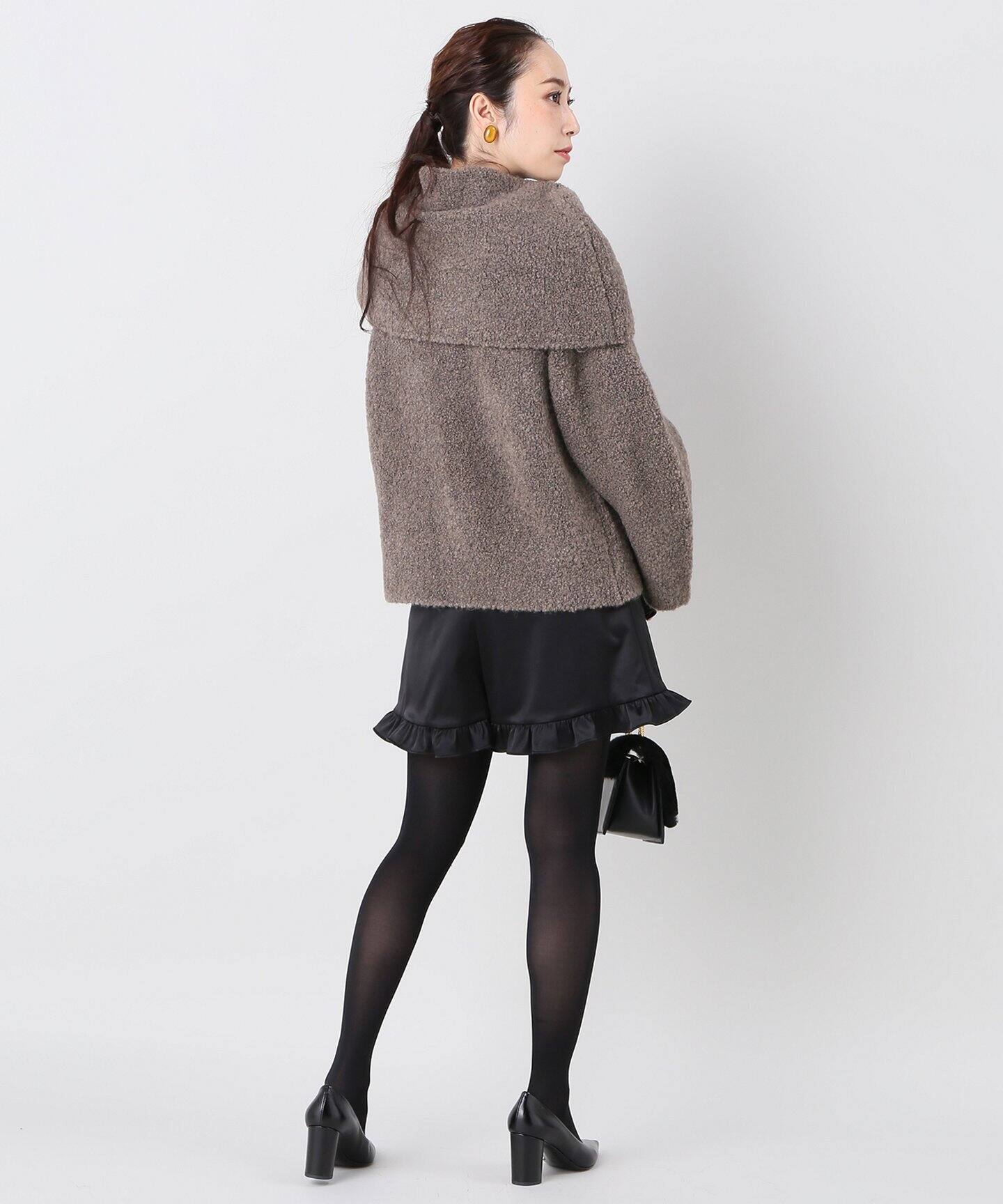 IENA LA BOUCLE ダブルサテン フリルショートパンツ（ショート・ハーフ 