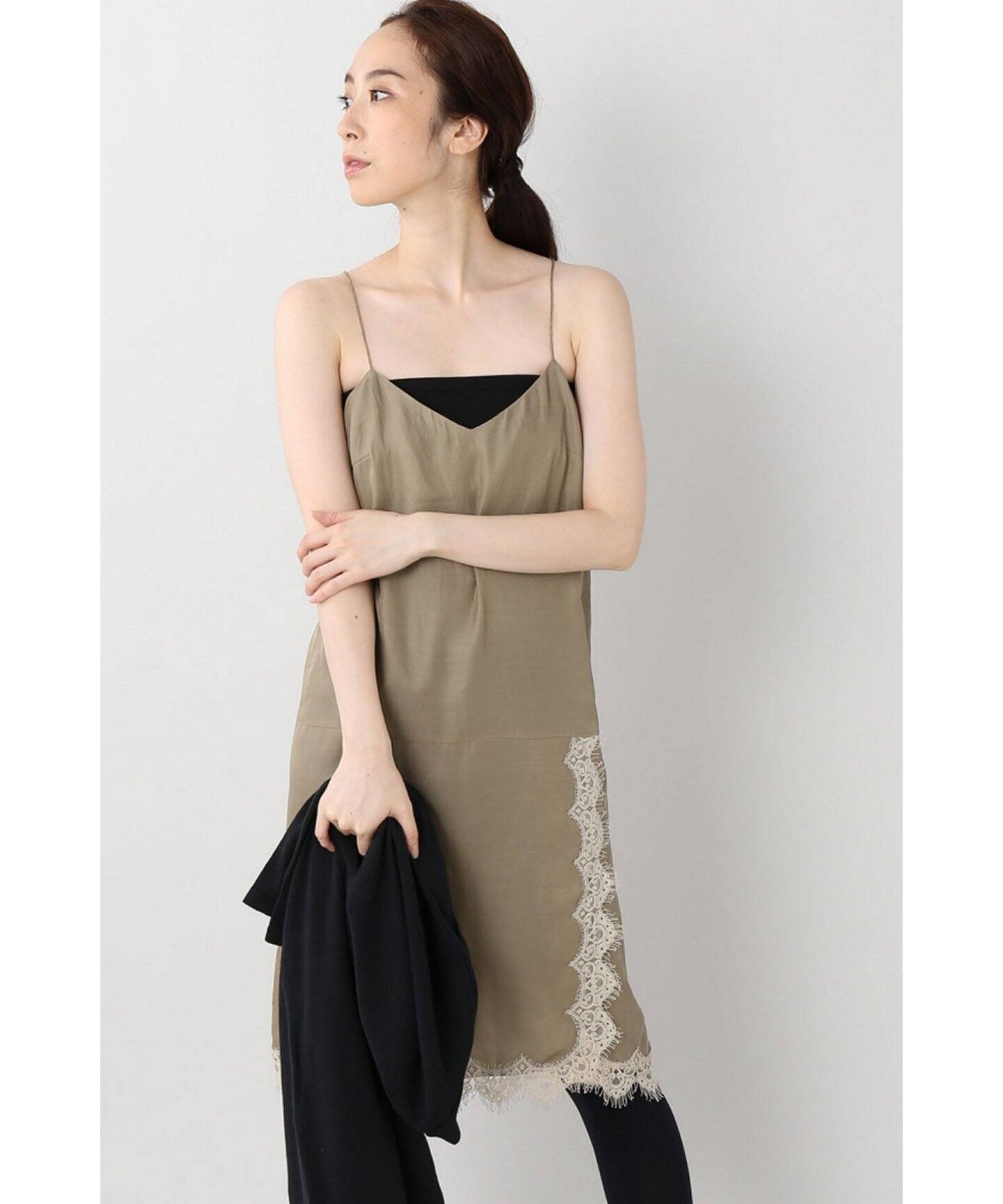 ミューズ ドゥーズィエム クラス レースキャミワンピース ロング 黒  