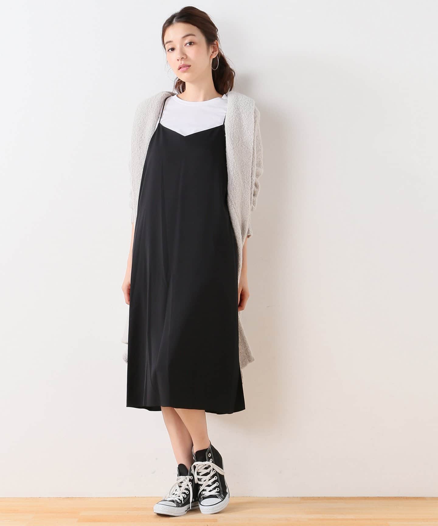 フレームワーク　キャミワンピース　ロングワンピース　黒　38 セール】ロングキャミワンピース[低身長向けサイズあり