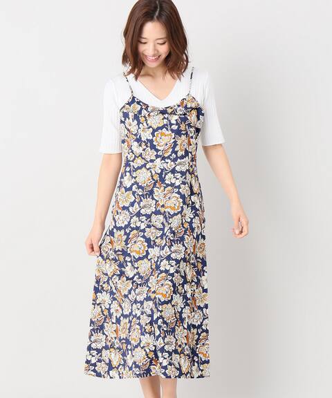 60 Cサテン ボタニカルワンピース B C Stock ベーセーストック 公式のファッション通販 Baycrew S Store