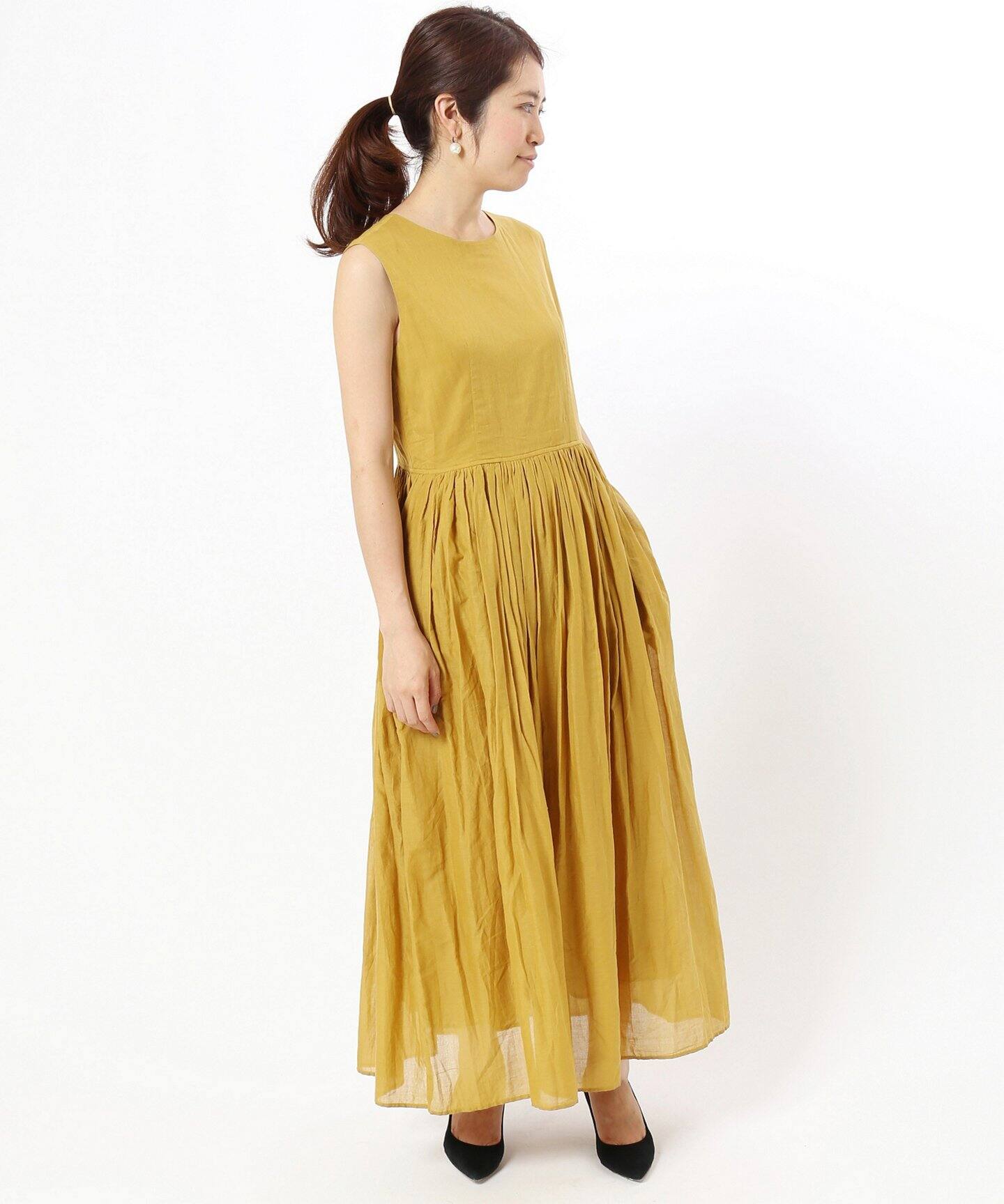 特売 Iena 黒 ノースリーブワンピース コットンボイル ロングワンピース マキシワンピース Guiacieneguilla Com