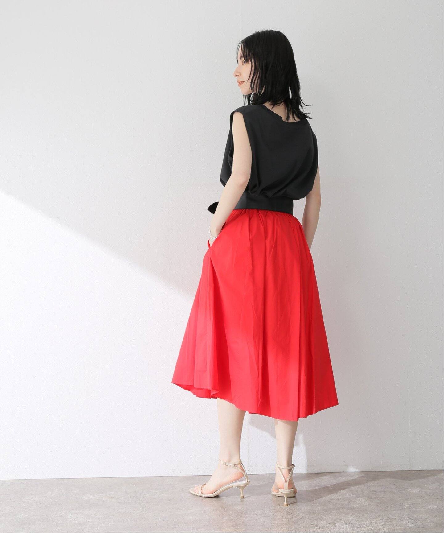 追加》ベルトツキタックイレヘムスカート（ひざ丈スカート