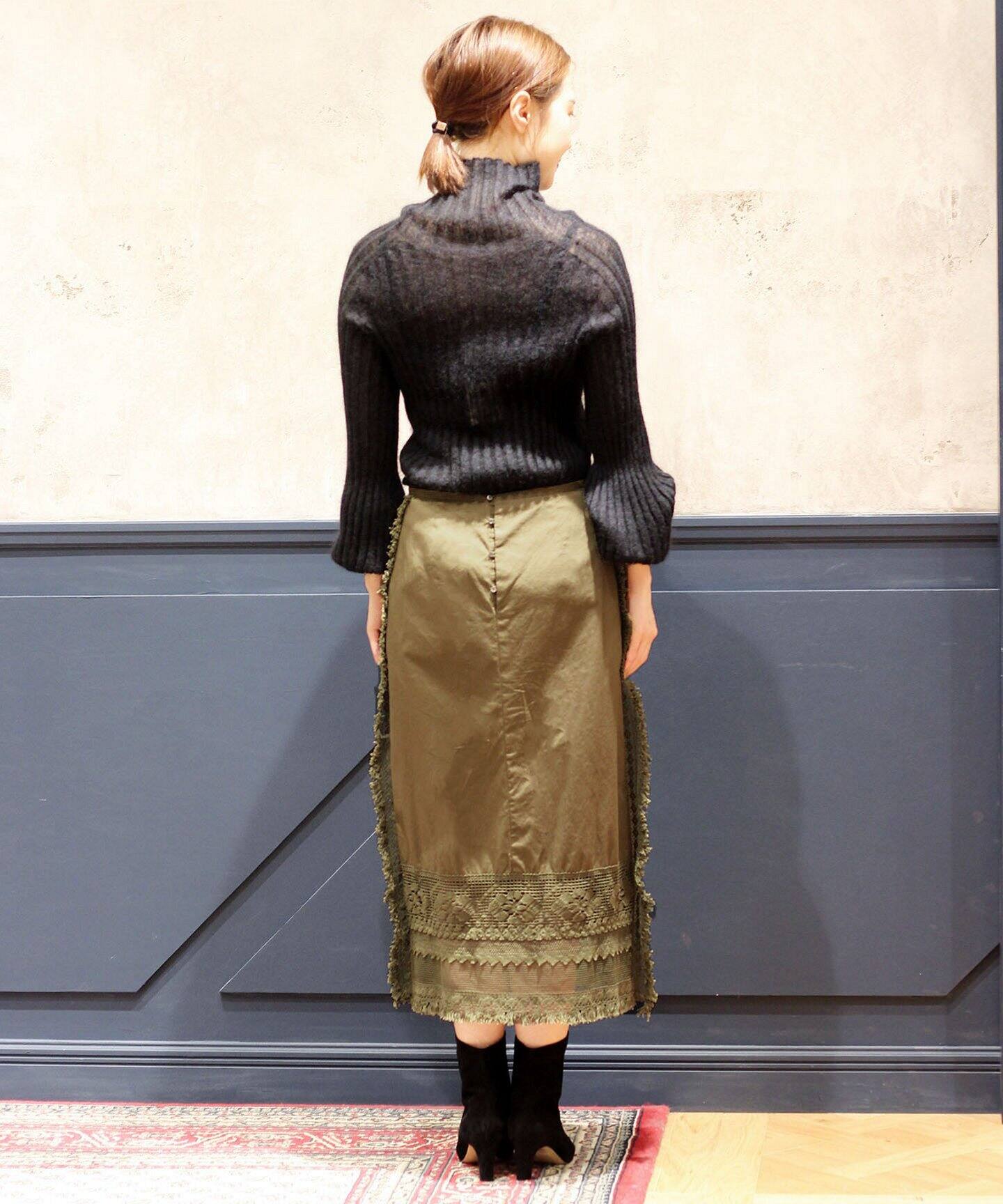 IENA LA BOUCLE トーションLACEキリカエスカート◇（ひざ丈スカート 