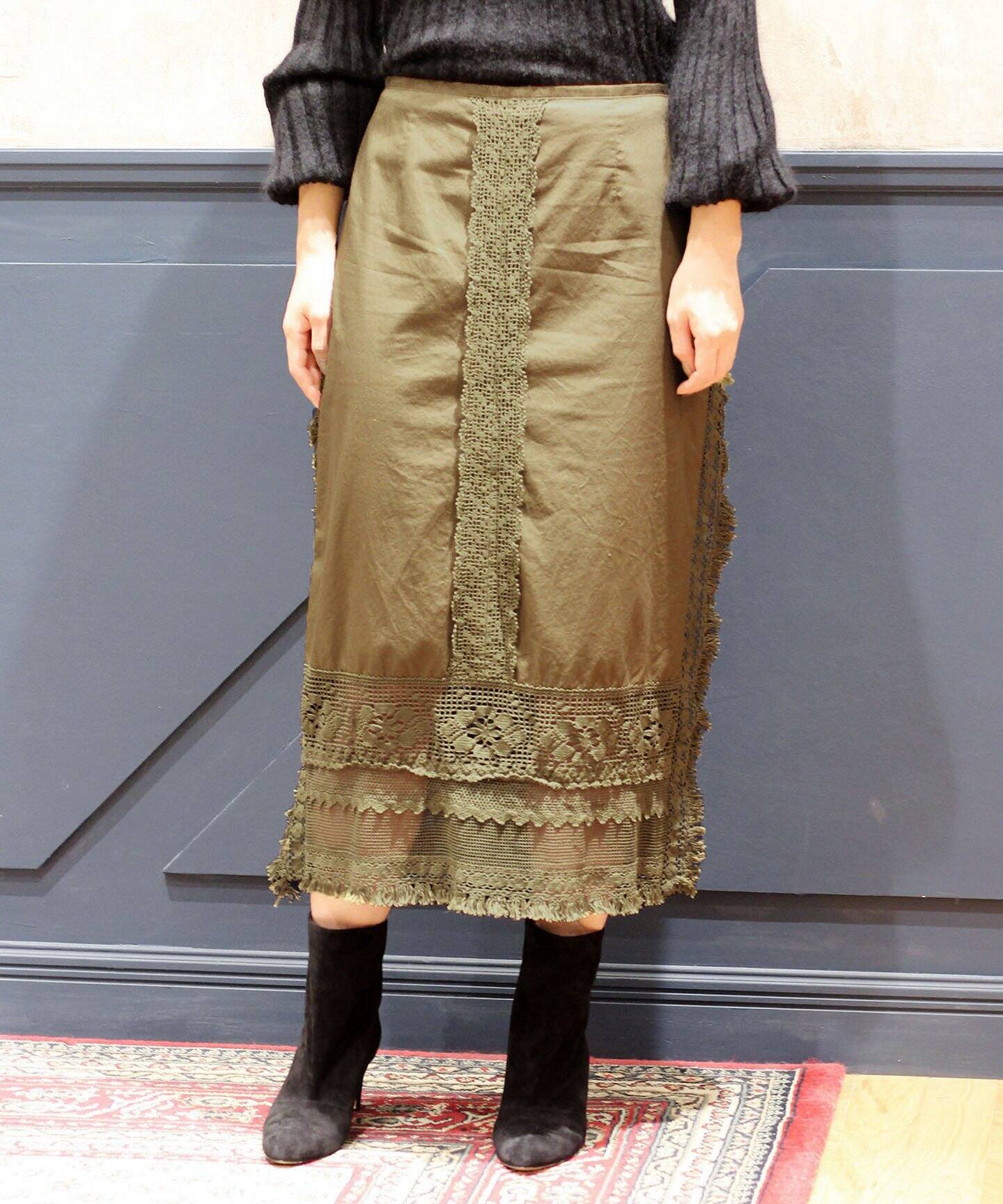 IENA LA BOUCLE トーションLACEキリカエスカート◇（ひざ丈スカート 