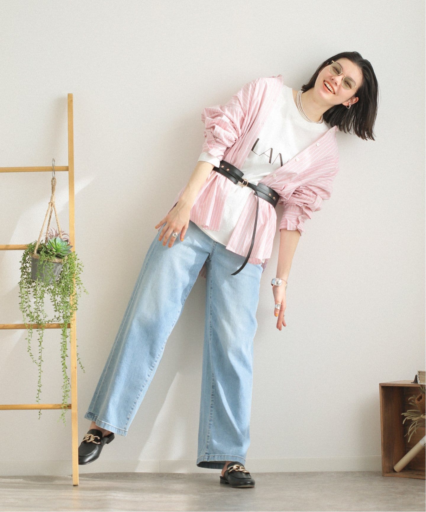 週末お値下げ♡タグあり♡試着のみ♡セルフォード♡ピンク ベルト付きペプラムベスト フロントポイントベルト（ベルト）｜B.C STOCK（ベーセーストック）の