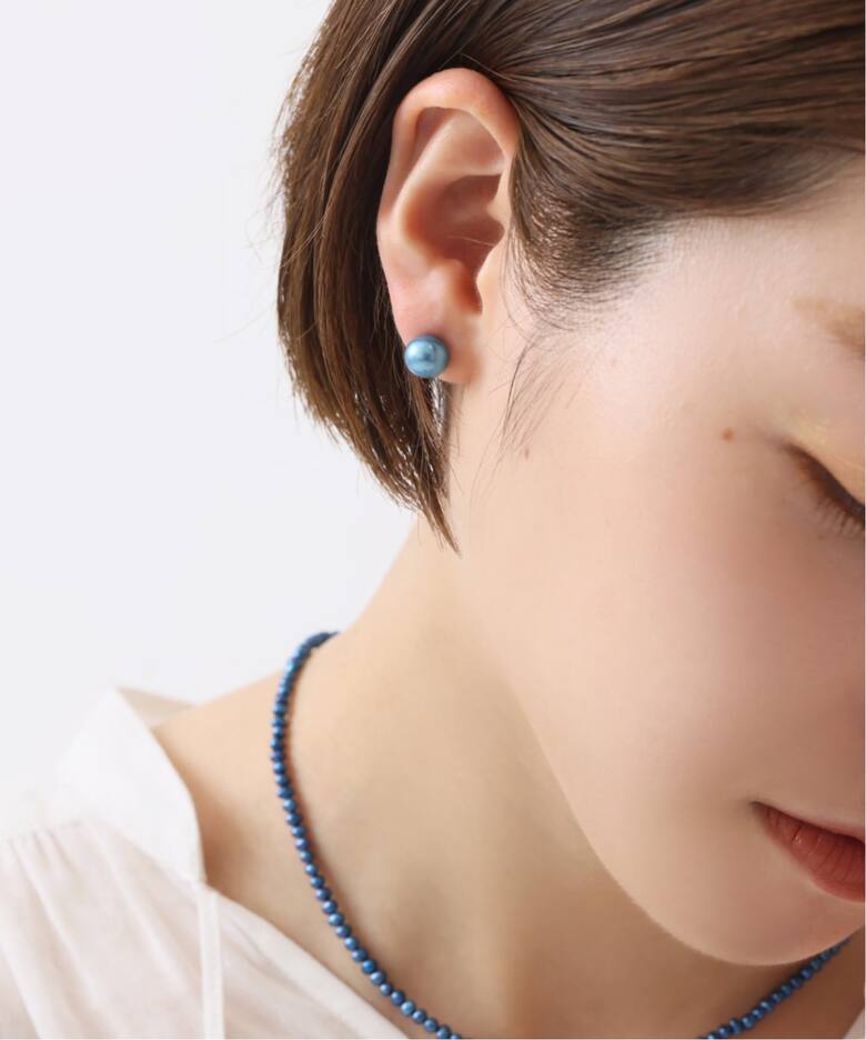インディゴパール8mm1粒ピアスK10（両耳）（ピアス（両耳用））｜Lilas 