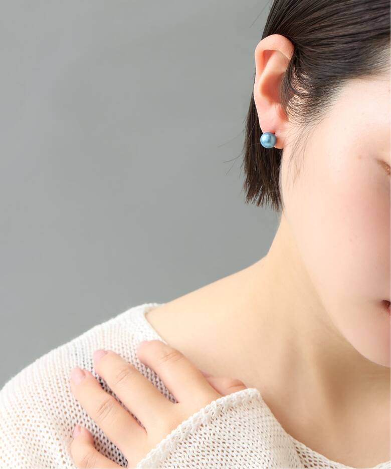 インディゴパール8mm1粒ピアスK10（両耳）（ピアス（両耳用））｜Lilas 