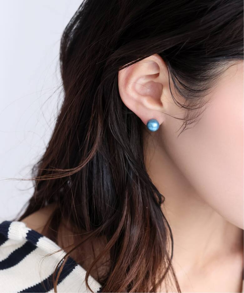 インディゴパール8mm1粒ピアスK10（両耳）（ピアス（両耳用））｜Lilas 