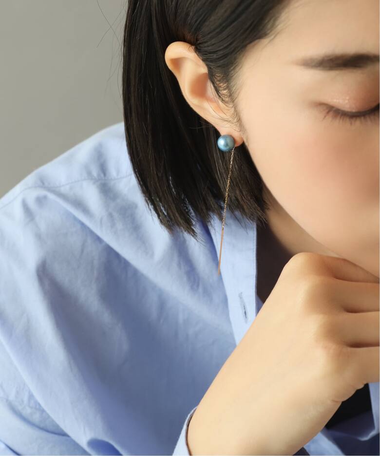 インディゴパール8mm1粒ピアスK10（両耳）（ピアス（両耳用））｜Lilas 