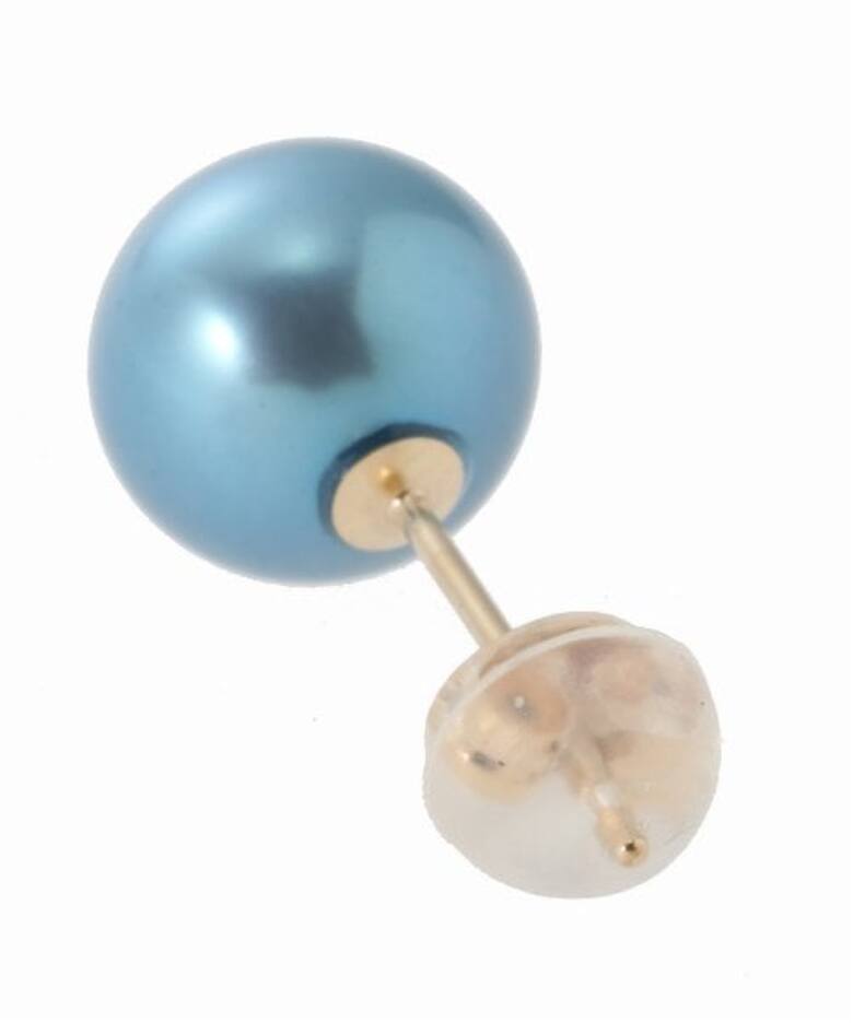 インディゴパール8mm1粒ピアスK10（両耳）（ピアス（両耳用））｜Lilas 