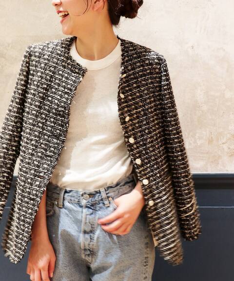 人気のファッショントレンド 元のファンシー ツイード ジャケット