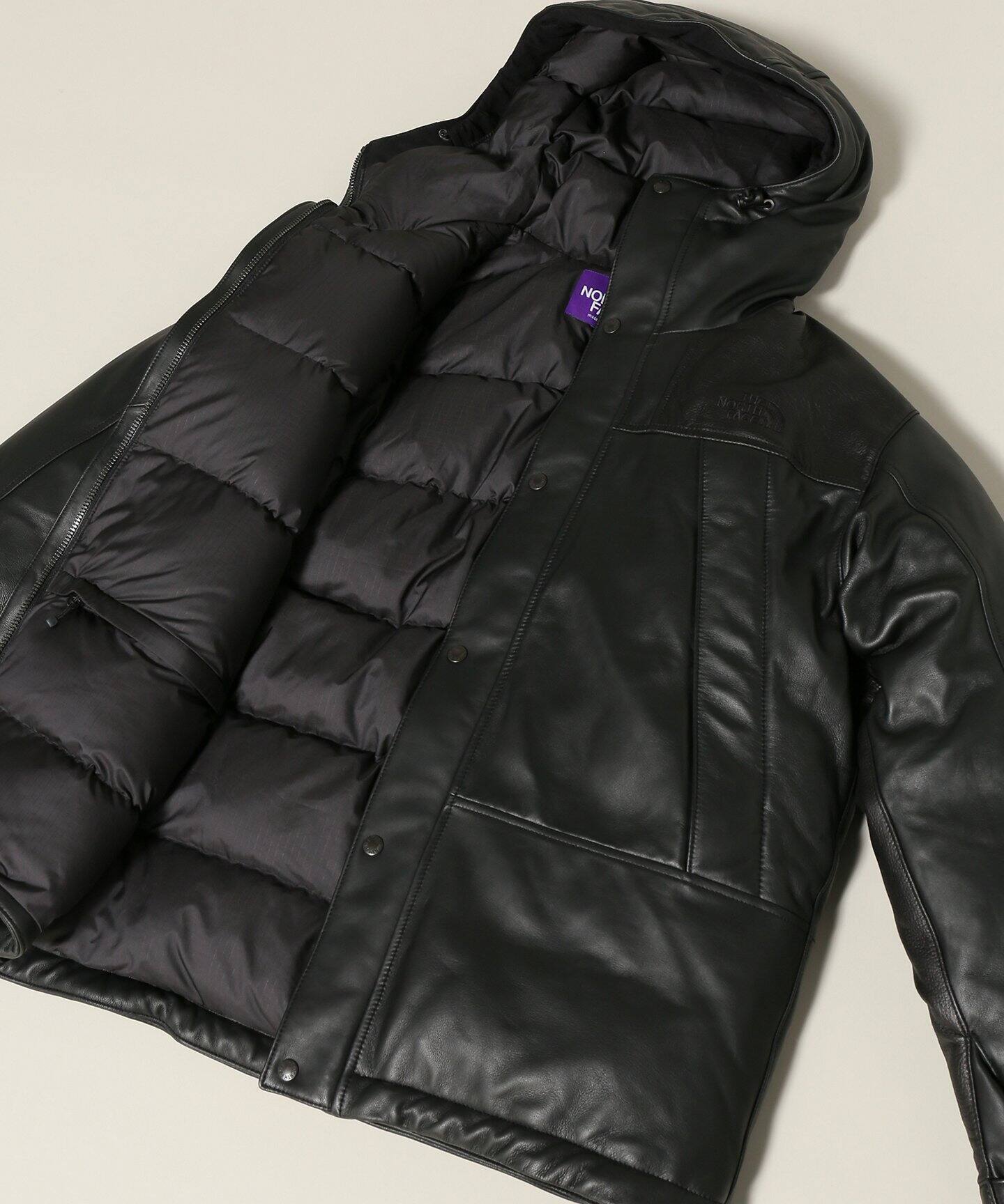 the north face purple label mountain down leather jacket