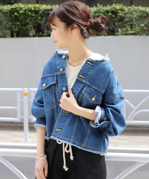 Web限定 Js E11ozデニムノーカラージャケット Journal Standard