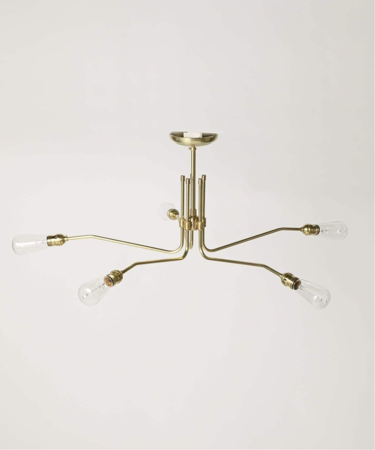 SOLID BRASS LAMP MEDIUM LONG 5ARM BRASS ソリッドブラスランプ（照明