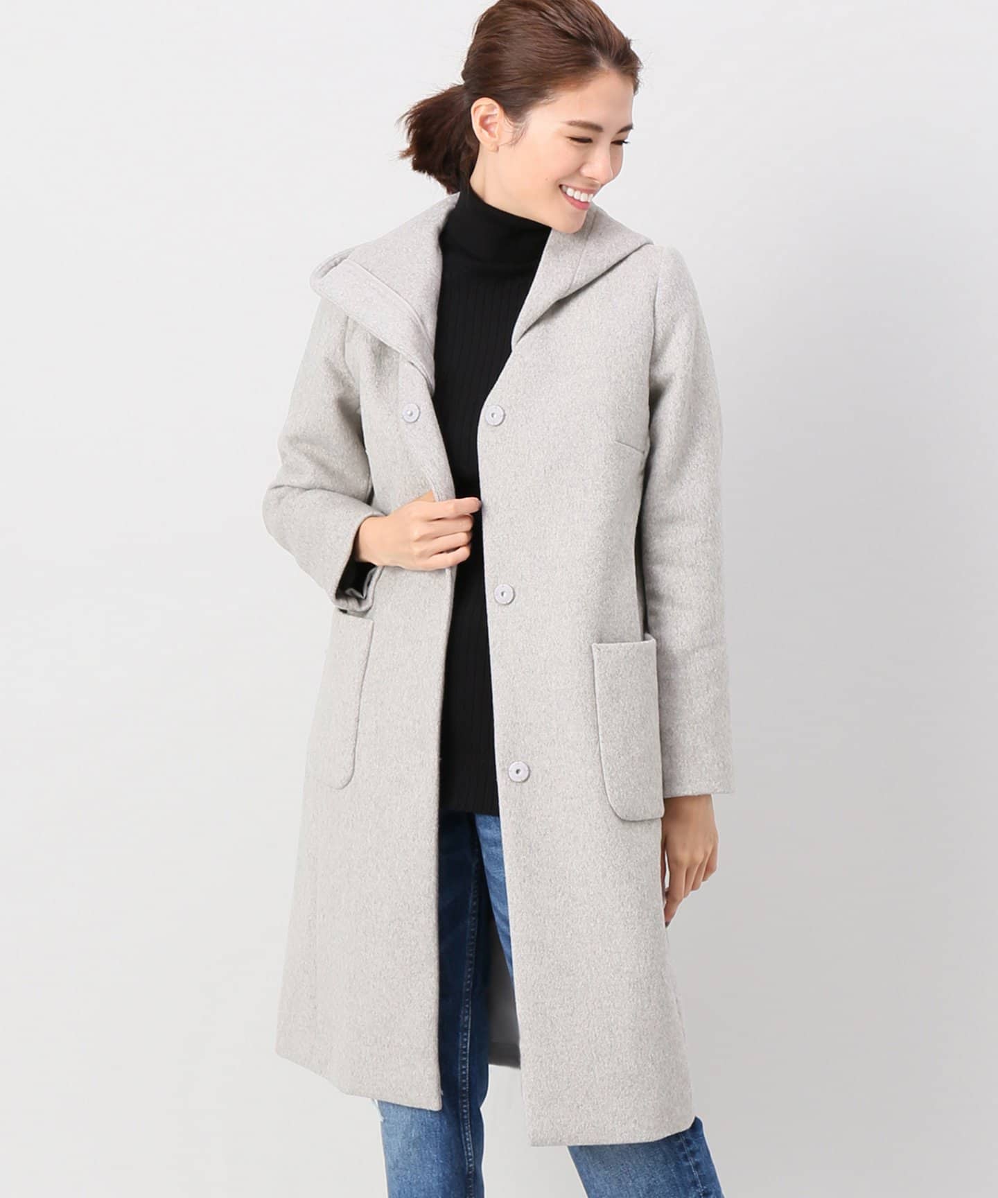 B.C STOCK ベーセーストック】2WAYフードVカラーコート◇[品番