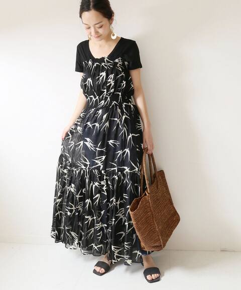 スワロープリントチューブトップワンピース Vermeil Par Iena