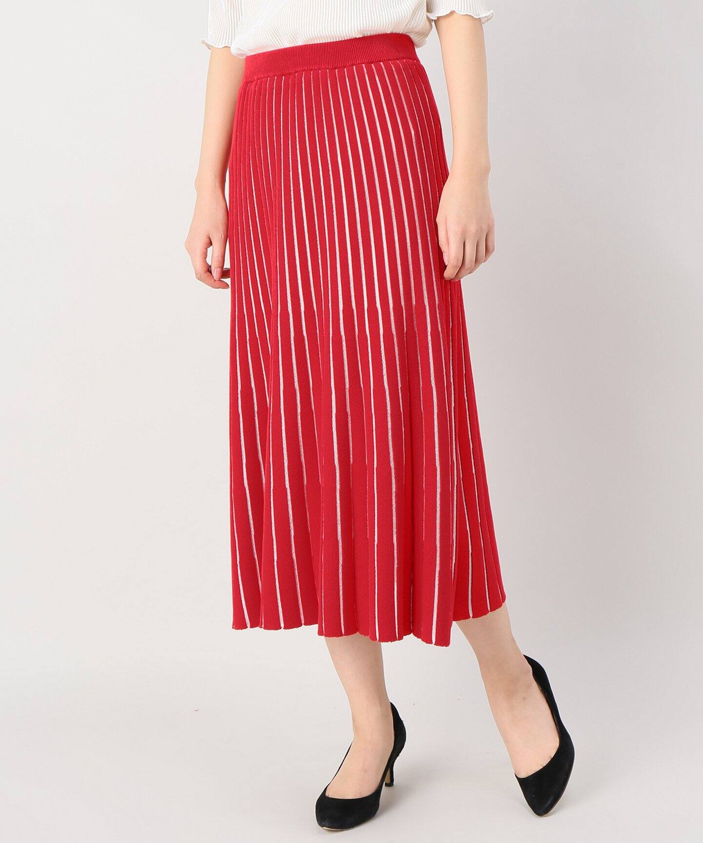 G.V.G.V sheer stripe knited skirt（ロング・マキシ丈スカート 