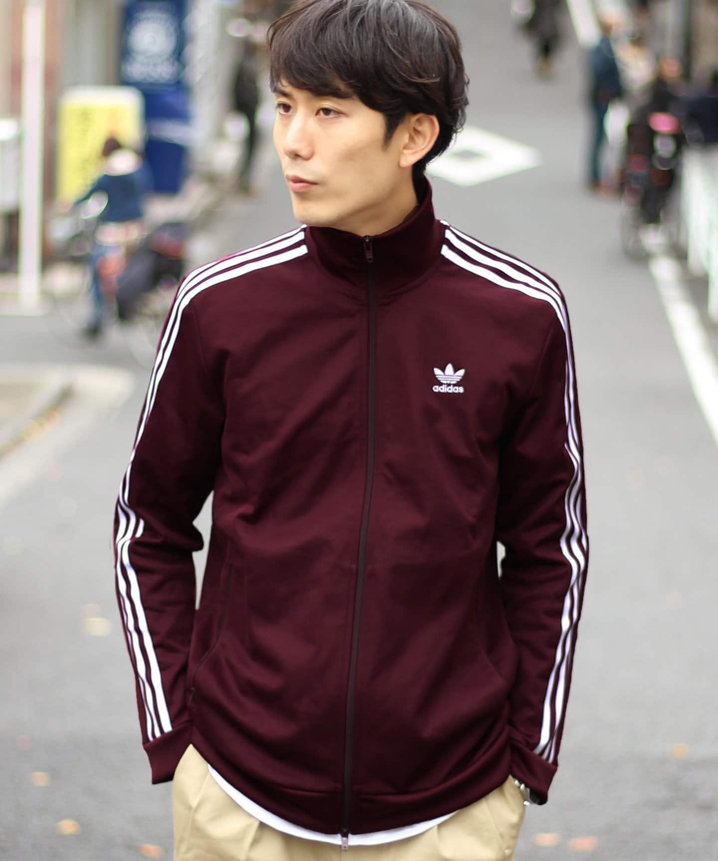 adidas beckenbauer track top maroon