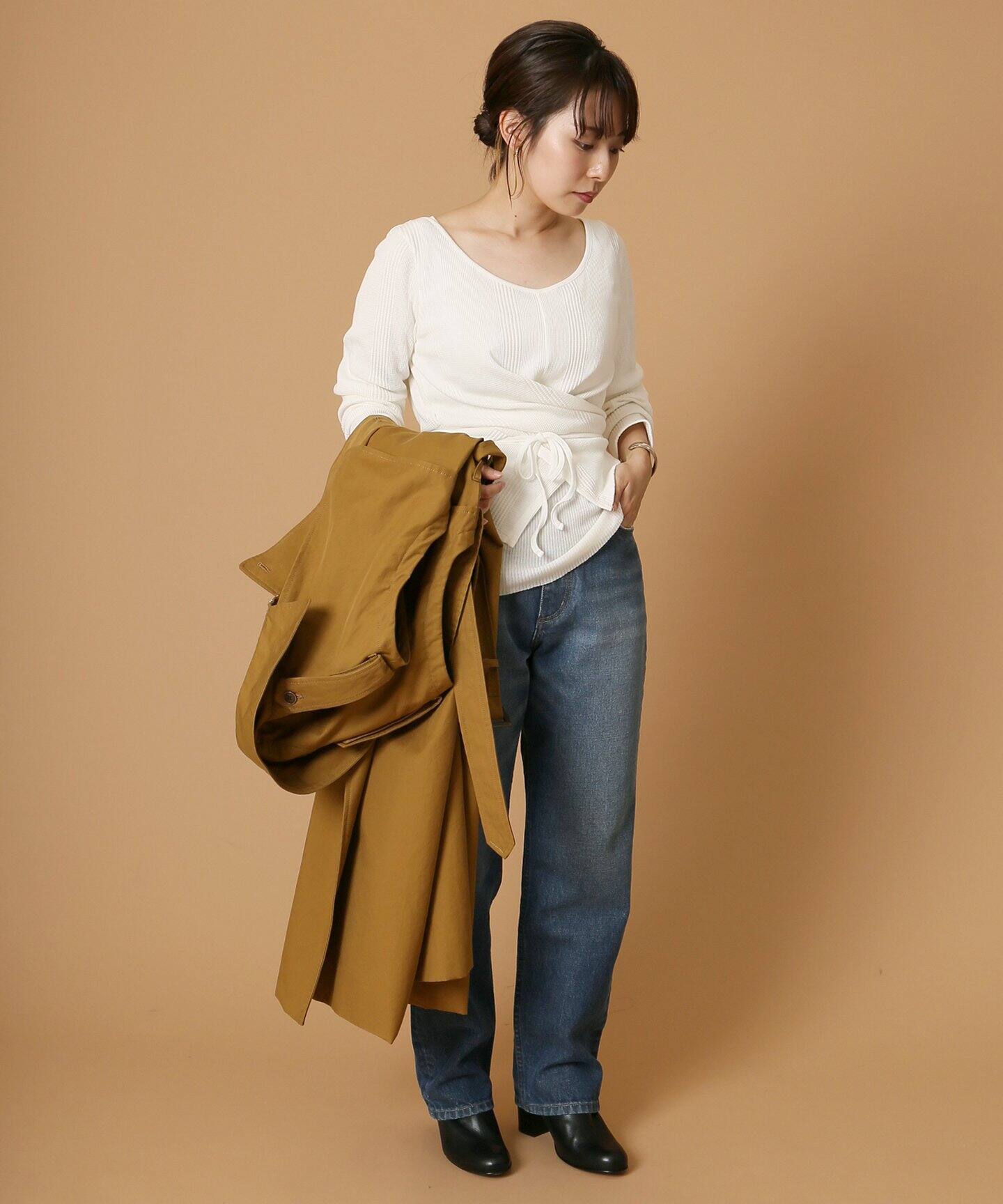 SLOBE IENA Fi.m ランダムワッフルカシュクールプルオーバー◇（T