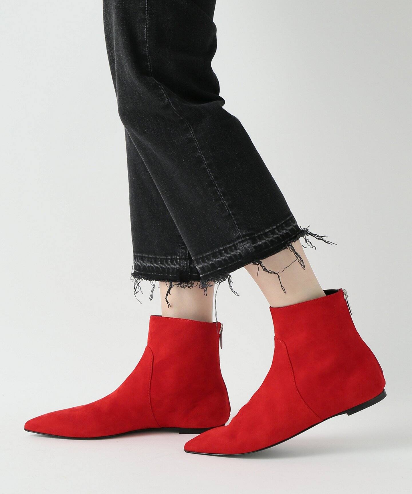 ALUMNAE/アラムナエ】 CLEAN POINTY:フラットブーツ（ロングブーツ  