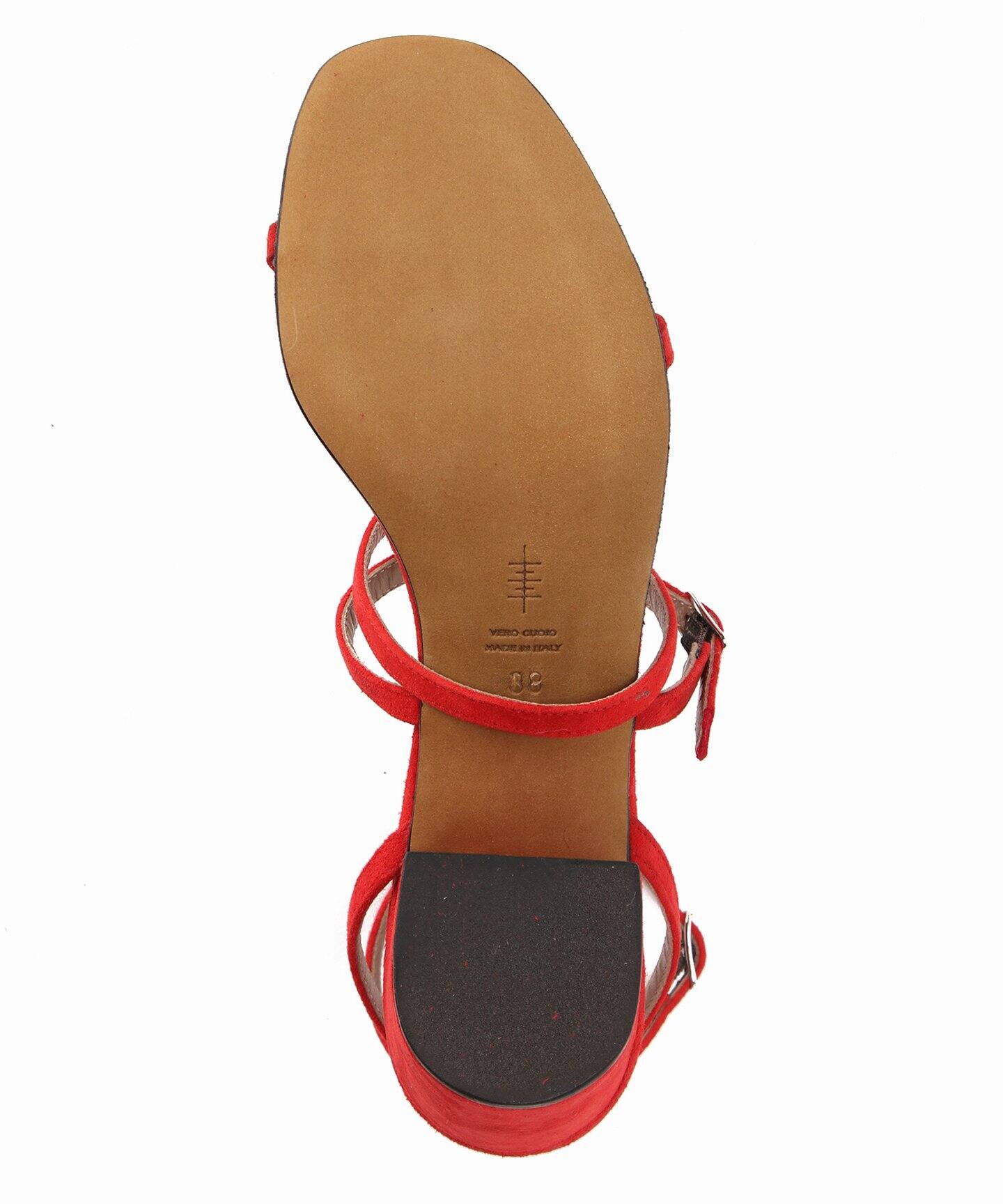 ALUMNAE ストラップアンクルラップサンダル（レッド）（サンダル  