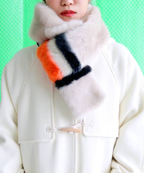 slobe citron the fun fur factory ラインマフラー slobe iena