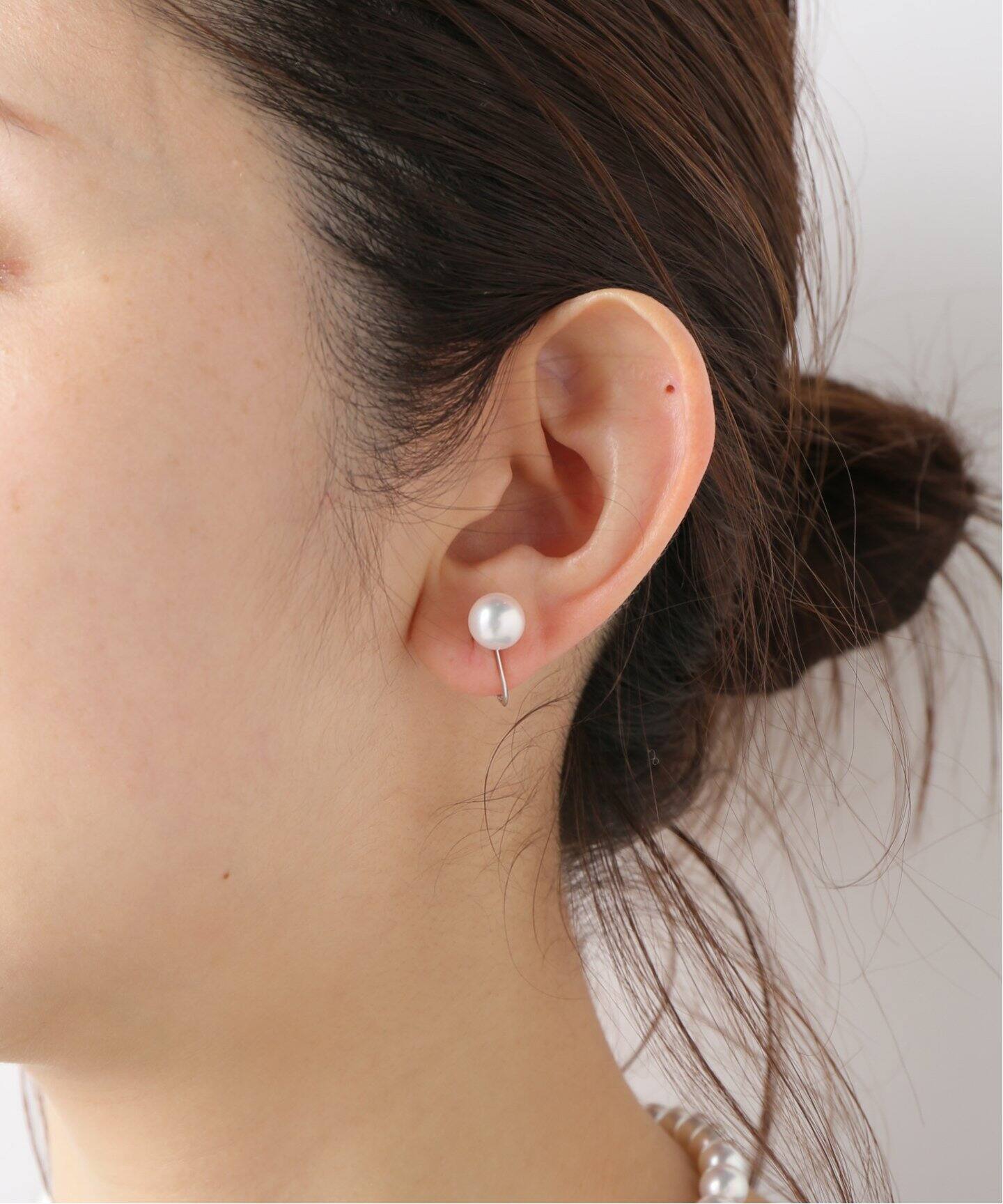 14KWG 天女真珠8.0-8.5mm ネックレス・イヤリングセット（ネックレス 