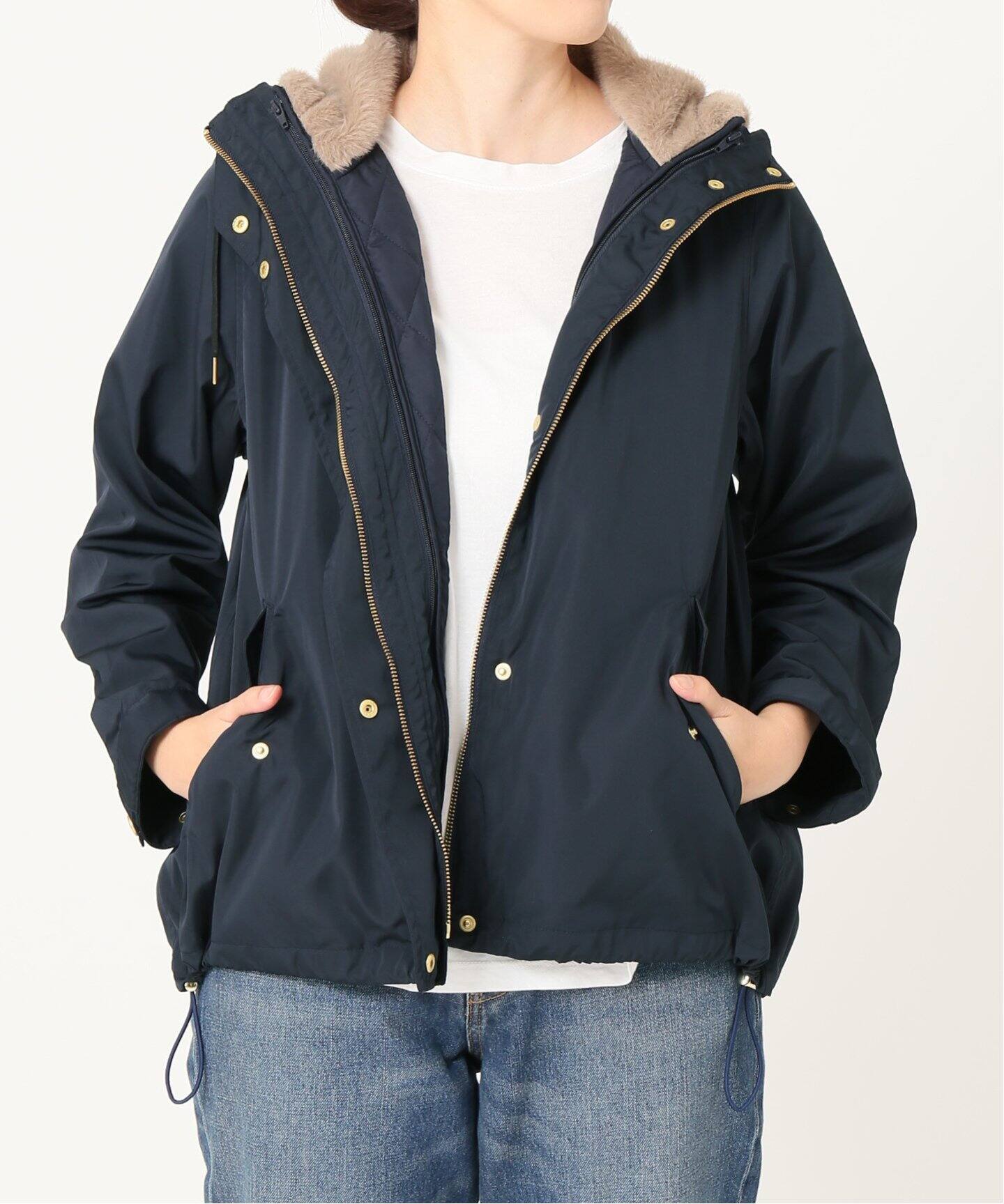 100%正規品 エコファー付きフードミリタリーブルゾン IENA SLOBE ...