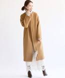 ラムウールノーカラーロングコート◆