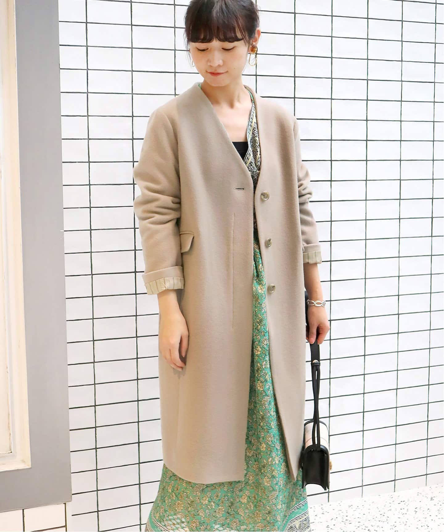 SLOBE IENA Vネックノーカラーコート 