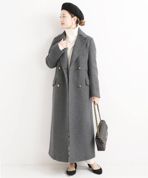 追加 Super100s メルトン ミリタリーロングコート Vermeil Par