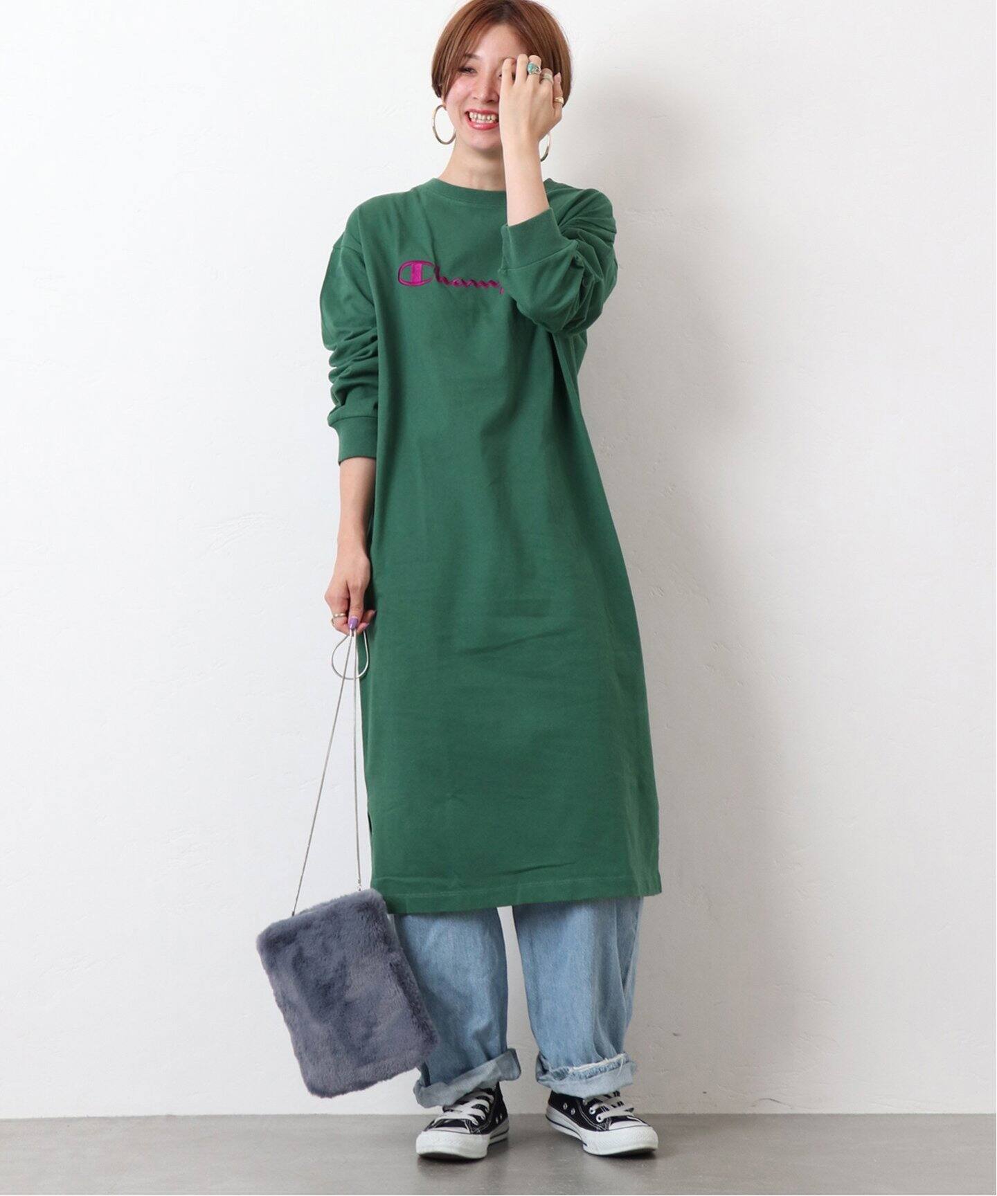 保証書付 チャンピオン レディース ワンピース Champion カジュアル 長袖 ワンピース 限定品 Megachambi Com