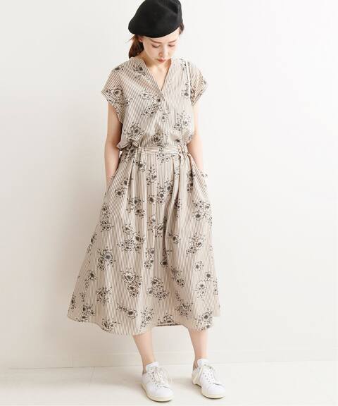 追加2 ストライプフラワースキッパーシャツワンピース Iena イエナ 公式のファッション通販 Baycrew S Store