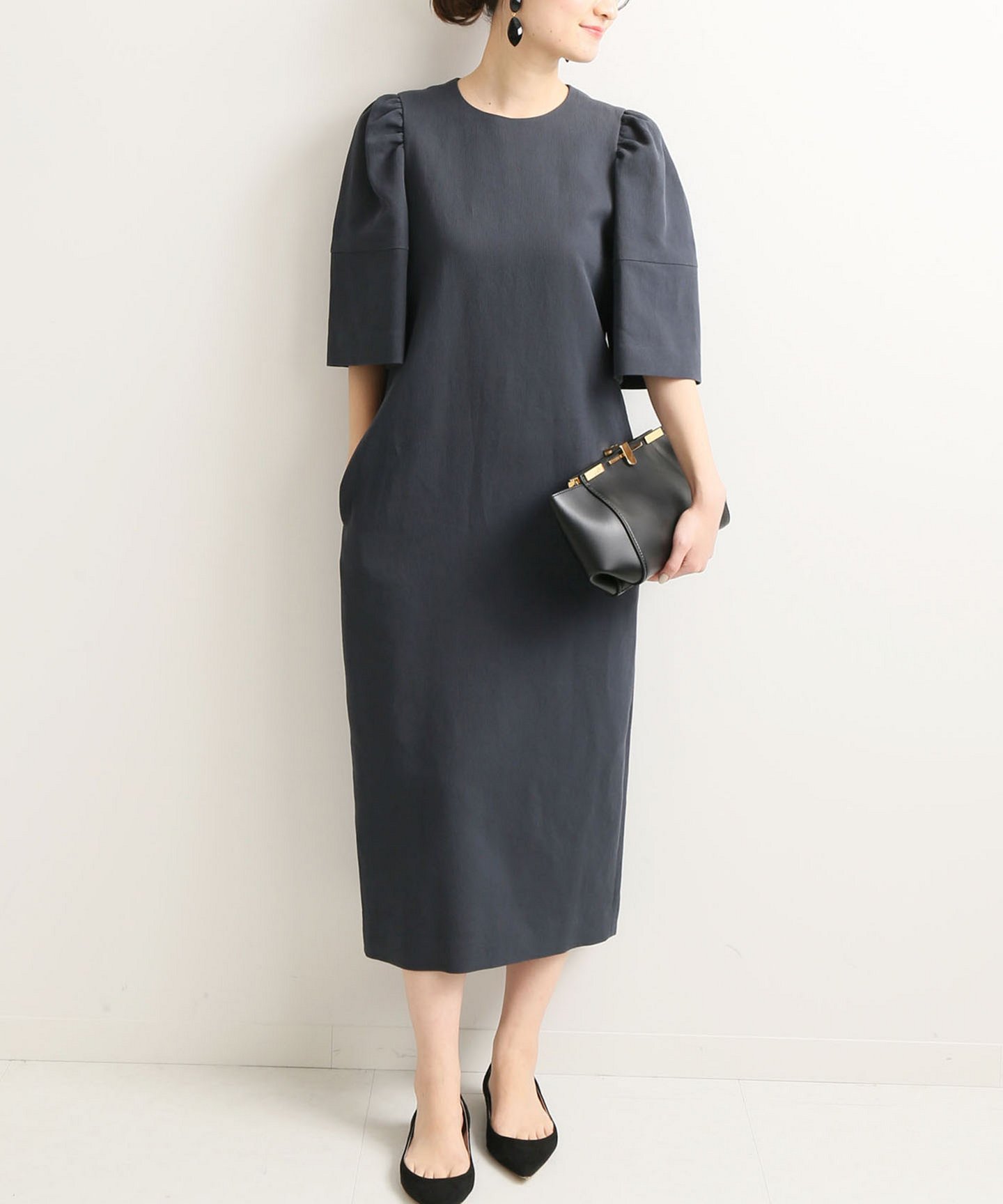 Vermeil Par Iena ヴェルメイユ パー イエナ ワンピース ドレス ワンピース 綿麻ポリエステルピケ パフスリーブワンピース Fashionmoto
