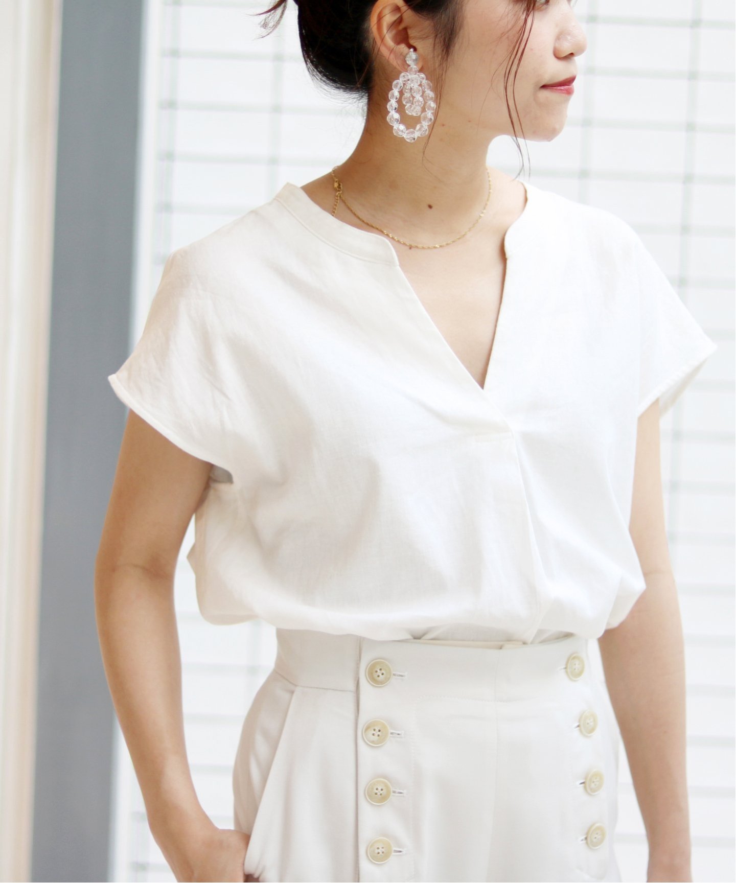 SLOBE IENA
リネン混スキッパーフレンチスリーブブラウス◆
¥8,640税込