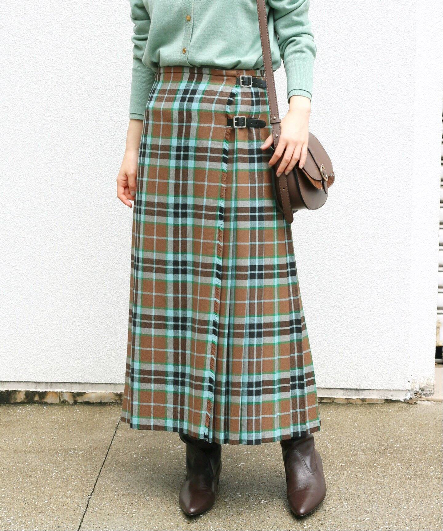 イエナ【TARA MILLS/タラ ミルズ】チェックキルトスカート☆ベージュ38 