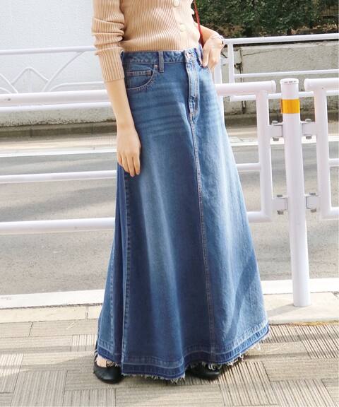 追加 Le Denim サイドフレアロングデニムスカート Slobe Iena スローブ イエナ 公式のファッション通販 Baycrew S Store
