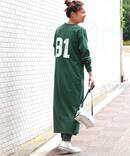 製品染めフロッキーナンバリングワンピース◆