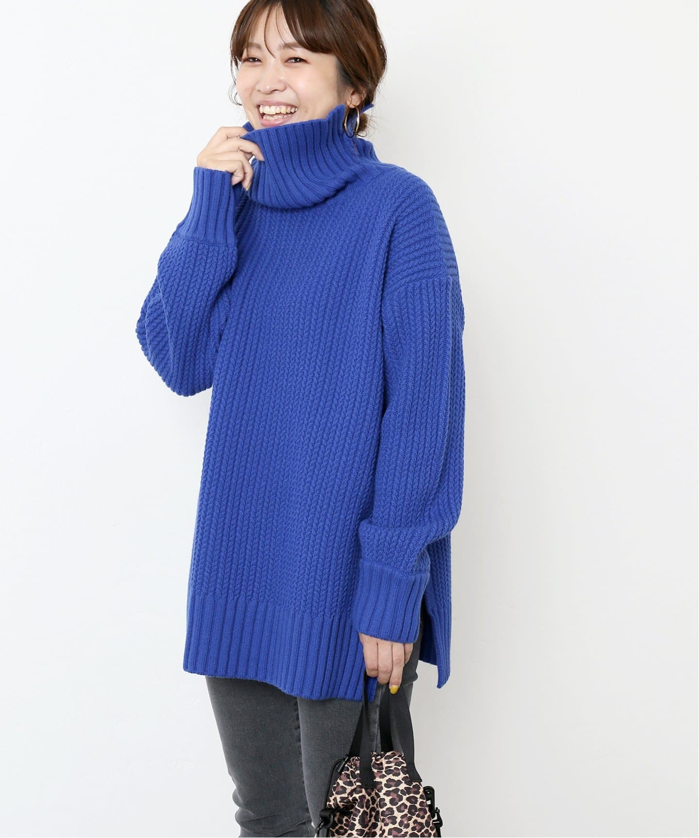 ウールアクリルジガラ タートルネックプルーバー◇[品番：BYCW0001099