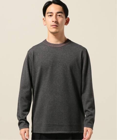 ウールプレーティングニットクルーネック B C Stock ベーセー