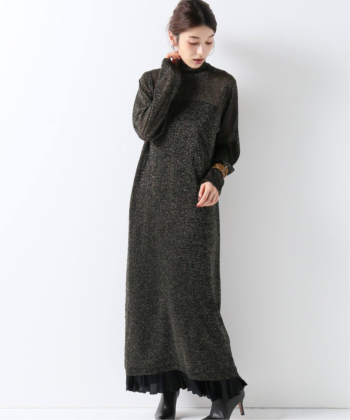 うのにもお得な Iena La タートルネックニットワンピース ラメニ Lunar Boucle ロングワンピース Www Viisaus Com