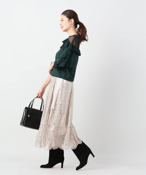 Room No 8 ルームエイト Black Rayon Frill Throught プルオーバー